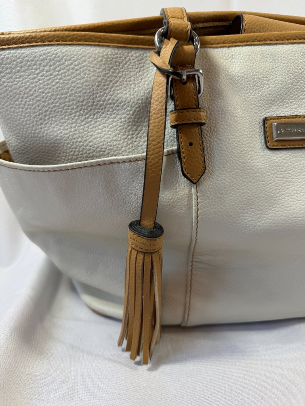 Tignanello Genuine Leather French Shopper Tote W/ Tassle, Colorblock, Like New! - Picture 2 of 16